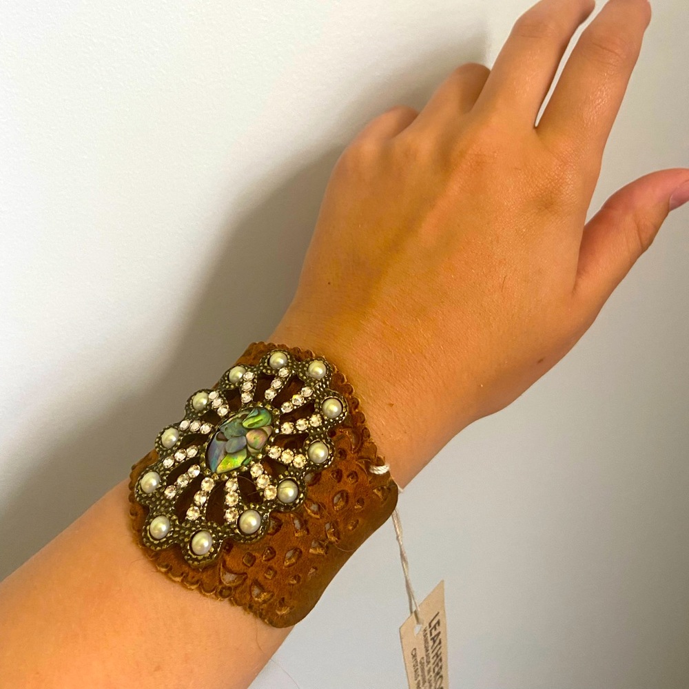 Leather rock statement piece bracelet